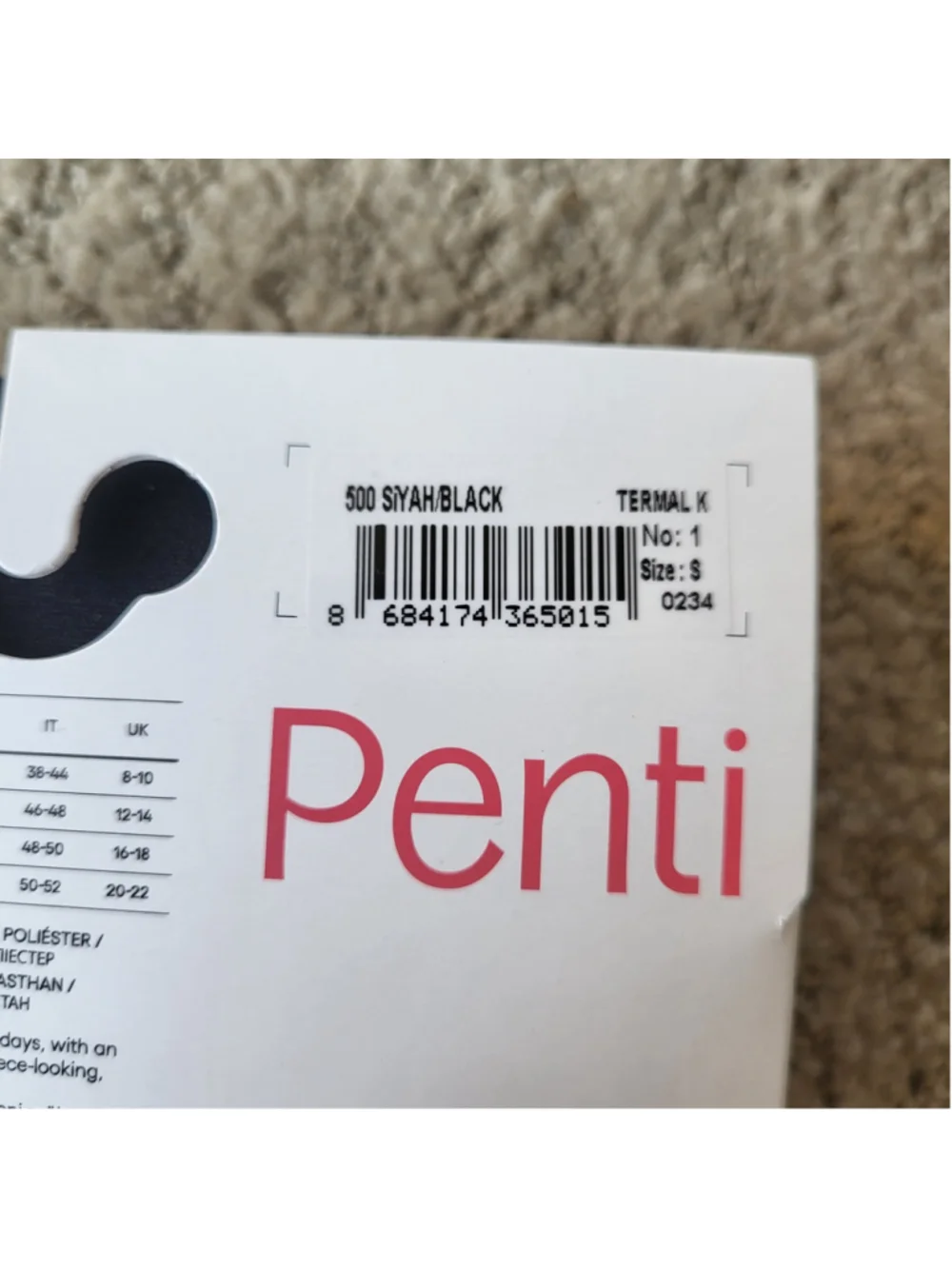 Women's Penti Thermal Fleecy Opaque Warming Tights – Black – Size S – NIP